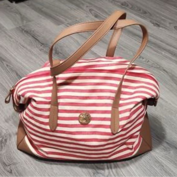 Striped Red and Tan Tommy Hilfiger bag - Picture 1 of 4